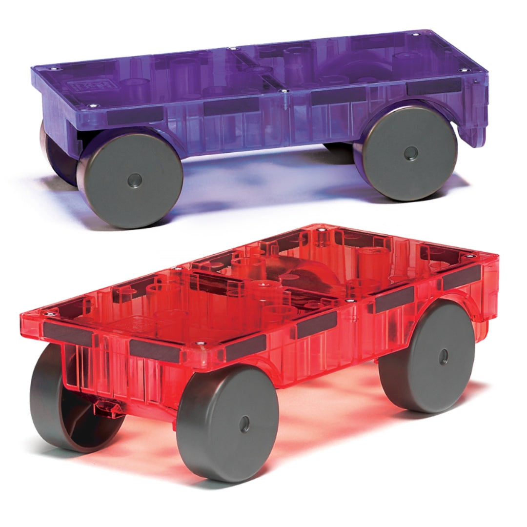 MAGNA-TILES Cars 2 piece uitbreidingsset - Rood en Paars