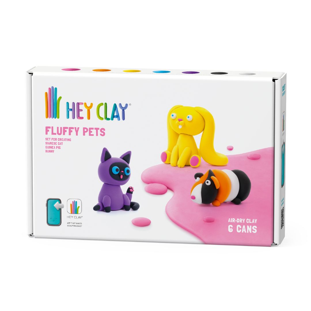 60046 Hey Clay - Fluffy Pets - Konijn, Siamese kat, cavia - 6 cans