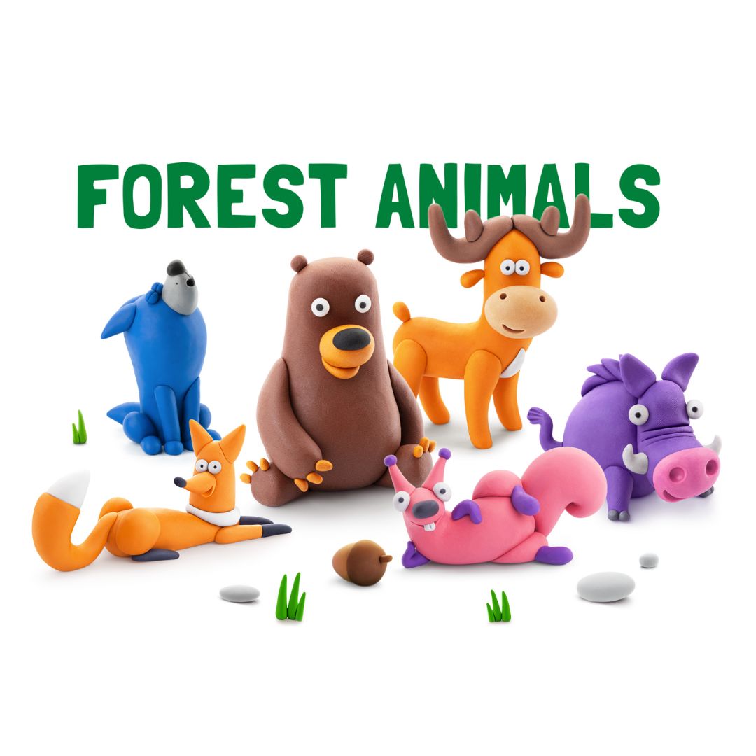 60044 - Hey Clay Forest Animals - Beer, Hert, Zwijn