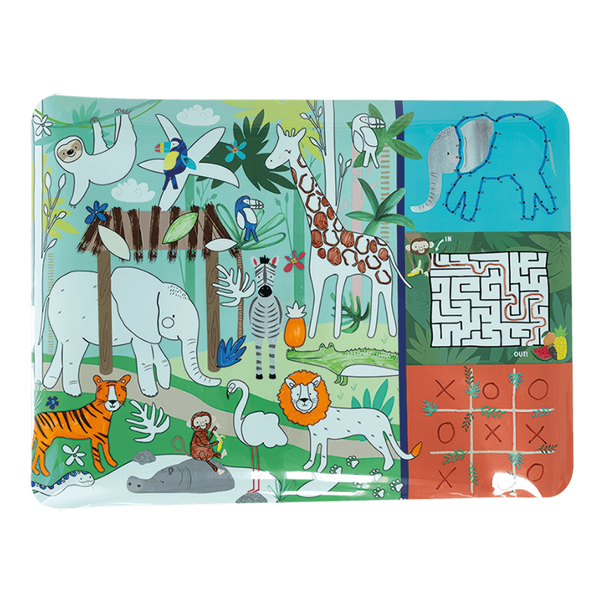 49P6077 Floss&Rock - Colouring Fun & Games Mat - Jungle