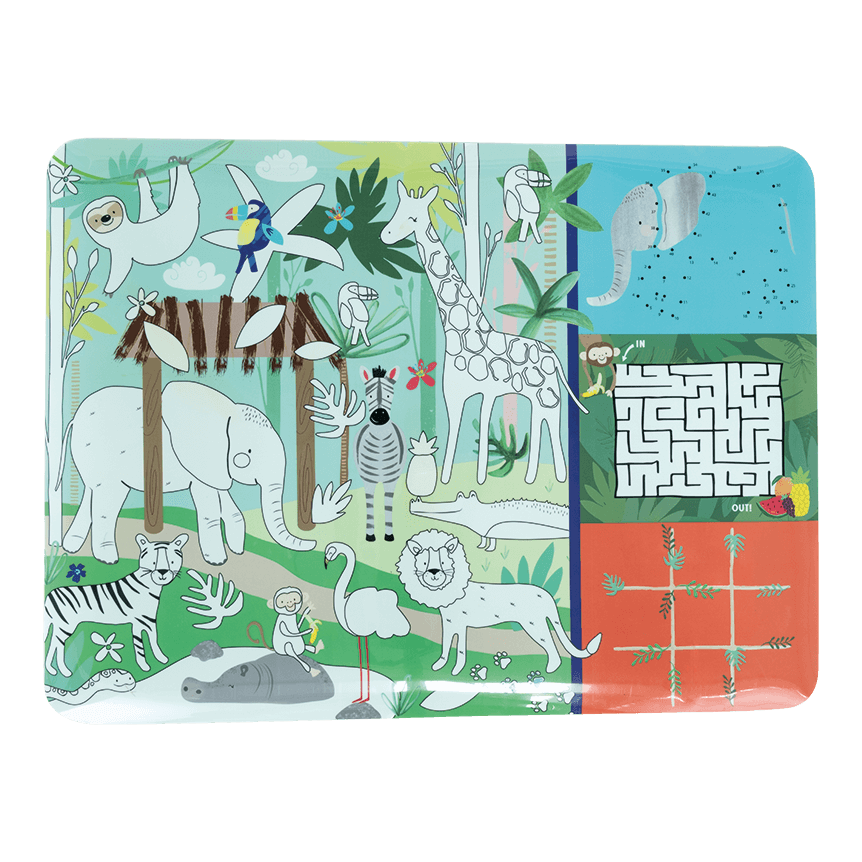 49P6077 Floss&Rock - Colouring Fun & Games Mat - Jungle