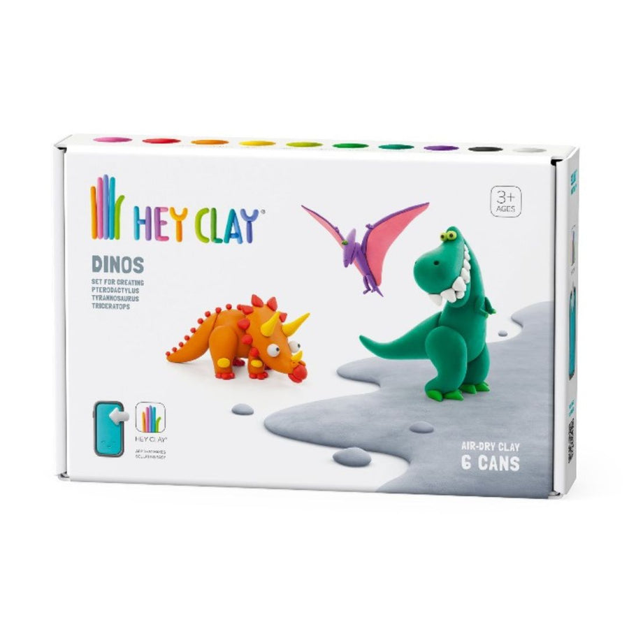 60031 HeyClay - Dinos: Pterodactylus, Triceratops, Tyrannosaurus - 6 cans