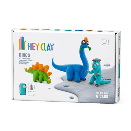 60032 HeyClay - Dinos: Dinos: Stegosaurus, Pachycephalosaurus, Brachiosaurus - 6 cans