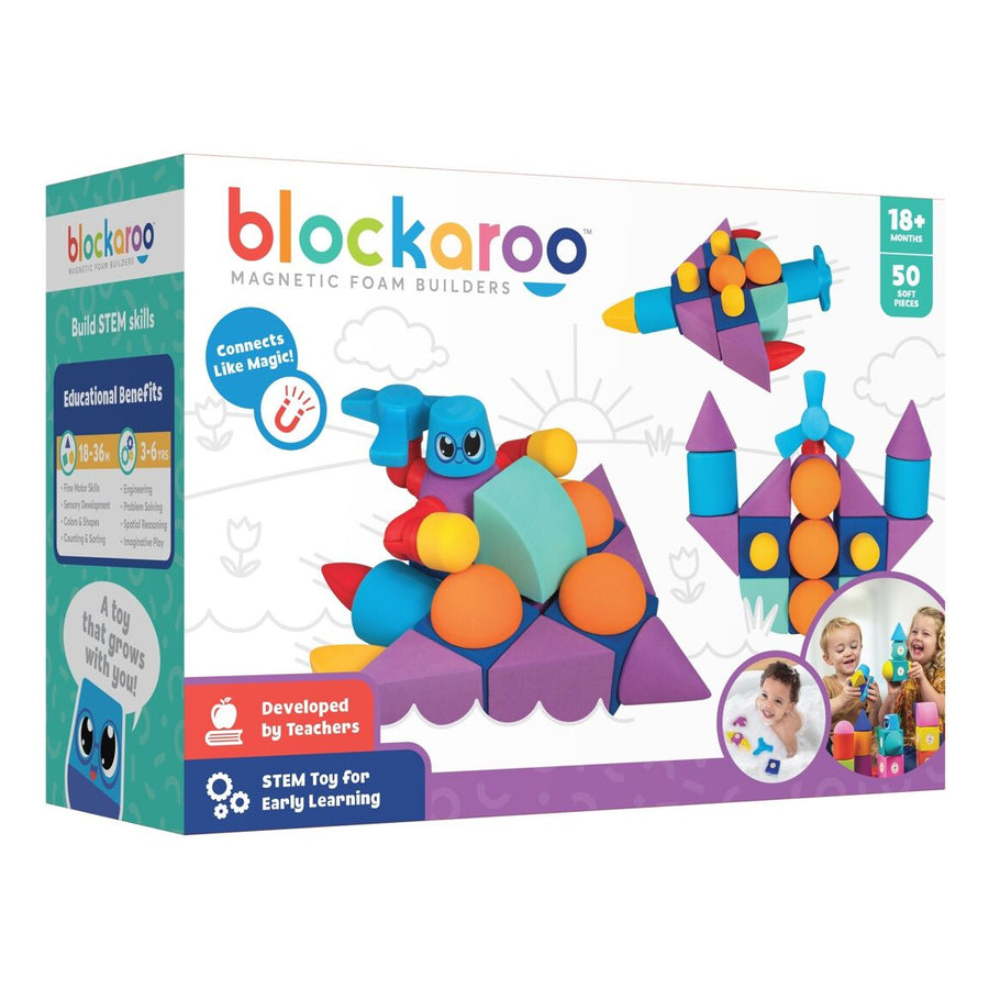 Blockaroo Builders Box with 50 jumbo magnetic building blocks for creative play.
