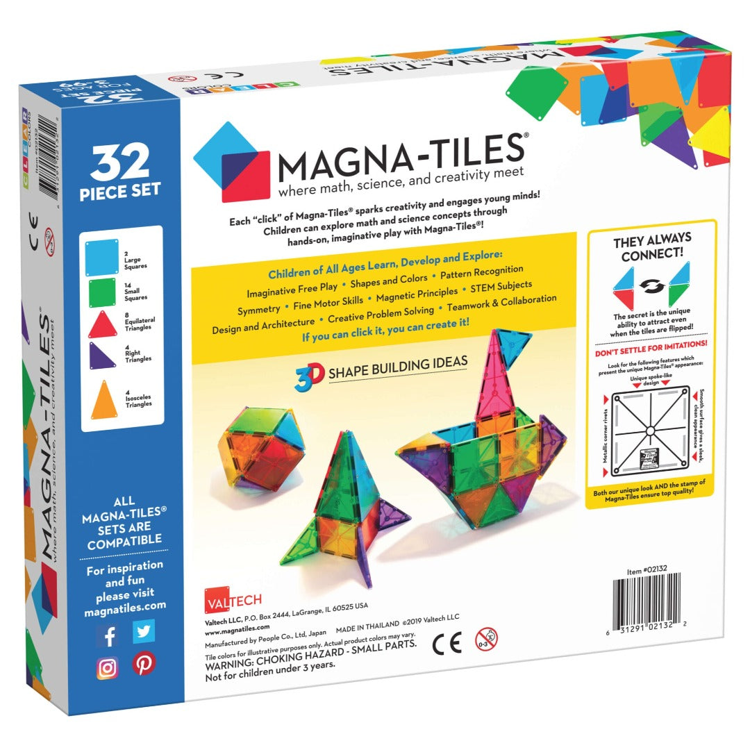 MAGNA-TILES® Clear Colors 32 Piece Set