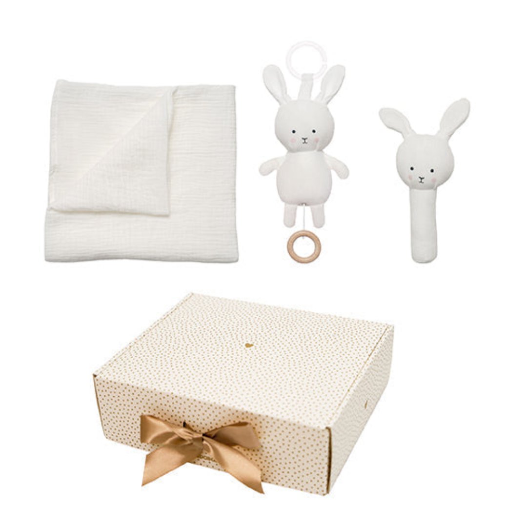 S1021 Jabadabado - Baby cadeau set Konijntje - Deken, rammelaar & muziek knuffel