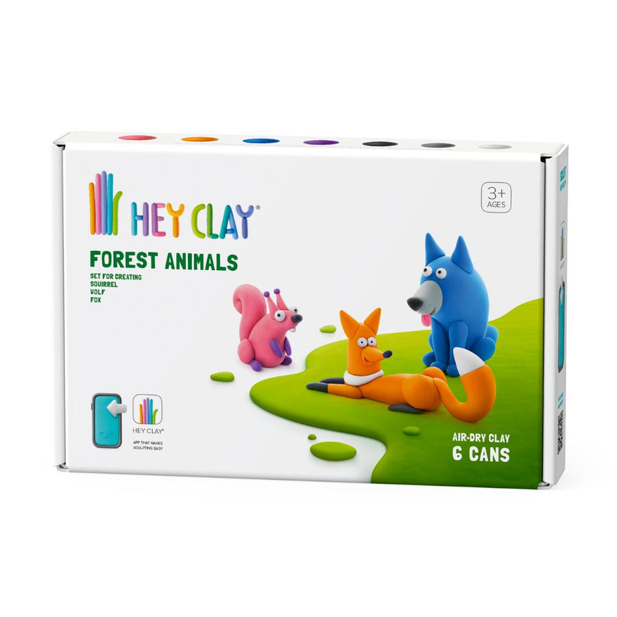 60043 - Hey Clay Forest Animal 6 cans - Wolf, Vos, Eekhoorn